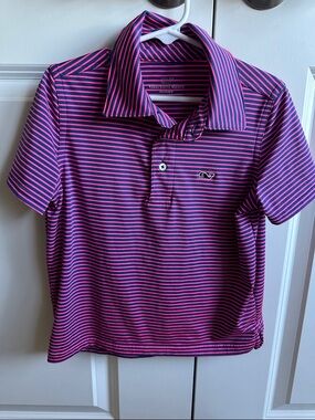 Vineyard Vines Kids Pink & Purple Striped Polo
